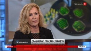 Karita Bekkemellem, administrerende direktør i LMI var i debatt på TV2 for å snakke om prisen på kreftlegemidler. 