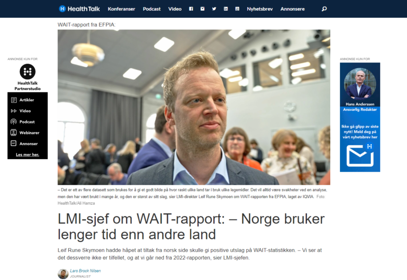 HealthTalk: LMI-sjef om WAIT-rapport: – Norge bruker lenger tid enn andre land
