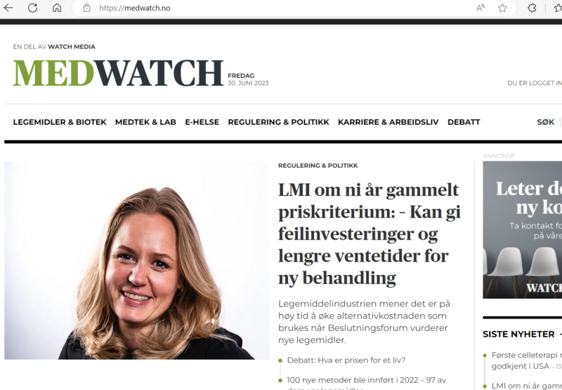 LMI i MedWatch om priskriterier og prio-melding