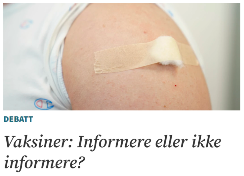 Kronikk: Vaksiner - Informere eller ikke informere?