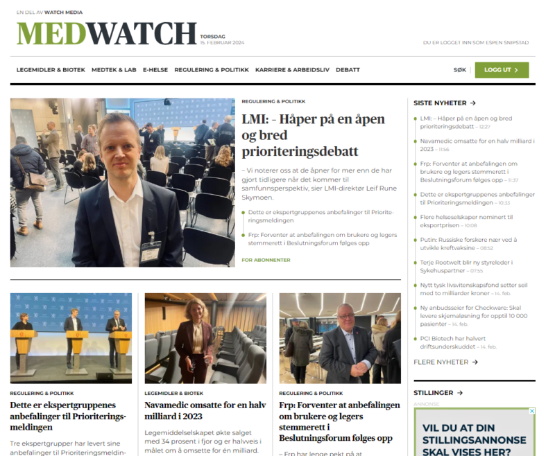 MedWatch: – Håper på en åpen og bred prioriteringsdebatt
