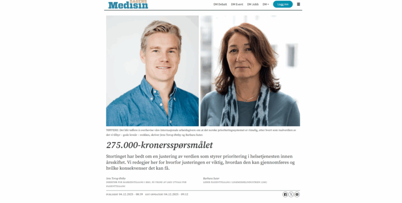 LMI i Dagens Medisin: 275.000-kronersspørsmålet