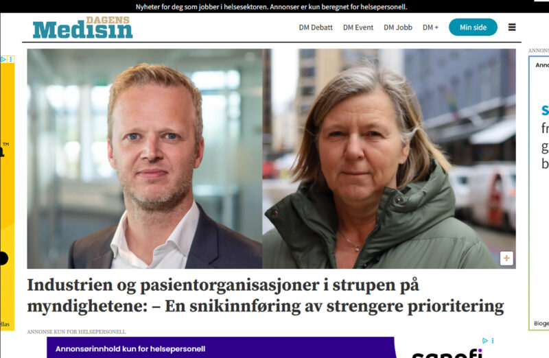 Industrien og pasientorganisasjoner i strupen på myndighetene: – En snikinnføring av strengere prioritering