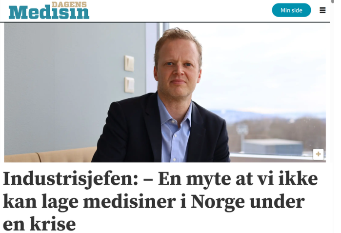 Skymoen i Dagens Medisin: – En myte at vi ikke kan lage medisiner i Norge under en krise