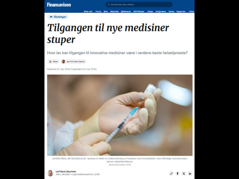 Skymoen i Finansavisen: Tilgangen til nye medisiner stuper